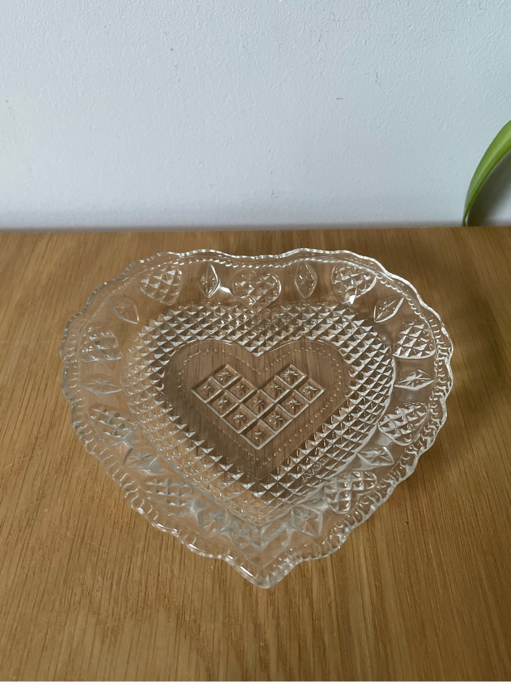 Vintage 1970s Avon by Fostoria Clear Pressed Glass Heart Trinket Dish 5.25"